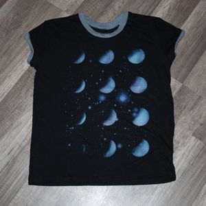 Mighty Fine Moon Phase Black T Shirt Sz S